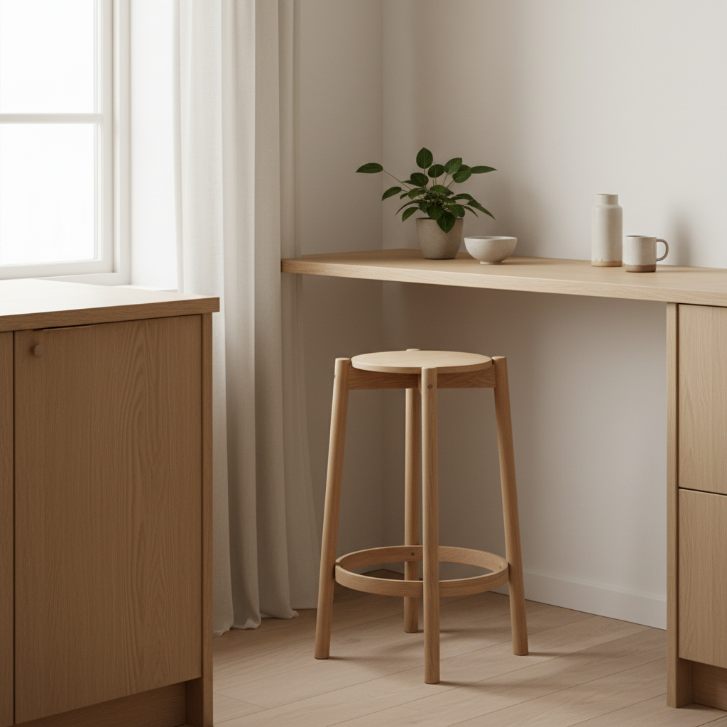 CASTOR BAR STOOL LOW oak — 室内场景