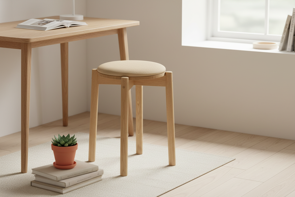 CASTOR STOOL PLUS PAD oak — 室内场景